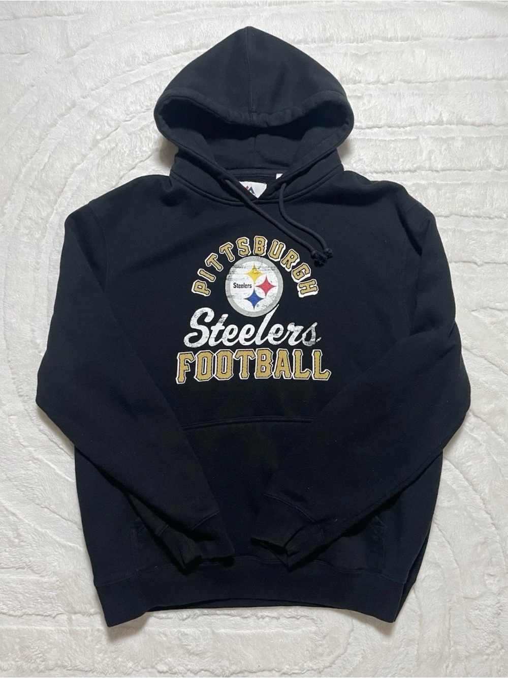 Majestic Black Pittsburgh Steelers Logo Crewneck Sweatshirt